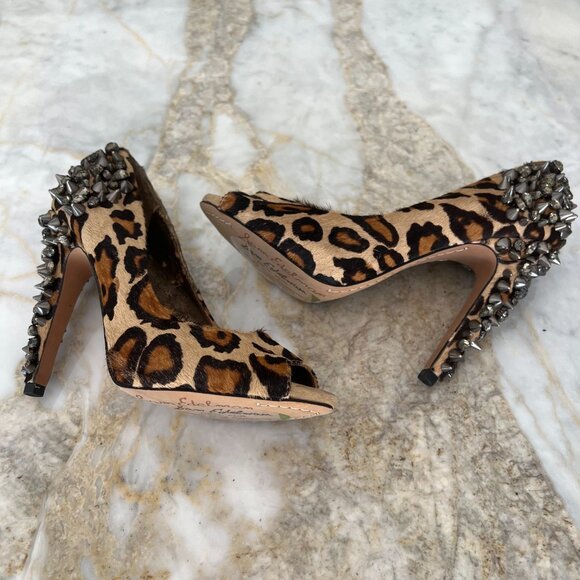 NWT Sam Edelman Lorissa Pony Leopard Spiked Heels - Picture 5 of 14